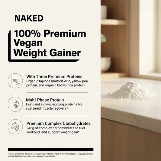 Vanilla Vegan Mass Gainer Supplement | Naked Vegan Mass - 12LB