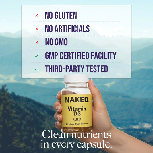 Daily Vitamin D3 Supplement | Naked Vitamin D - 200 Softgels